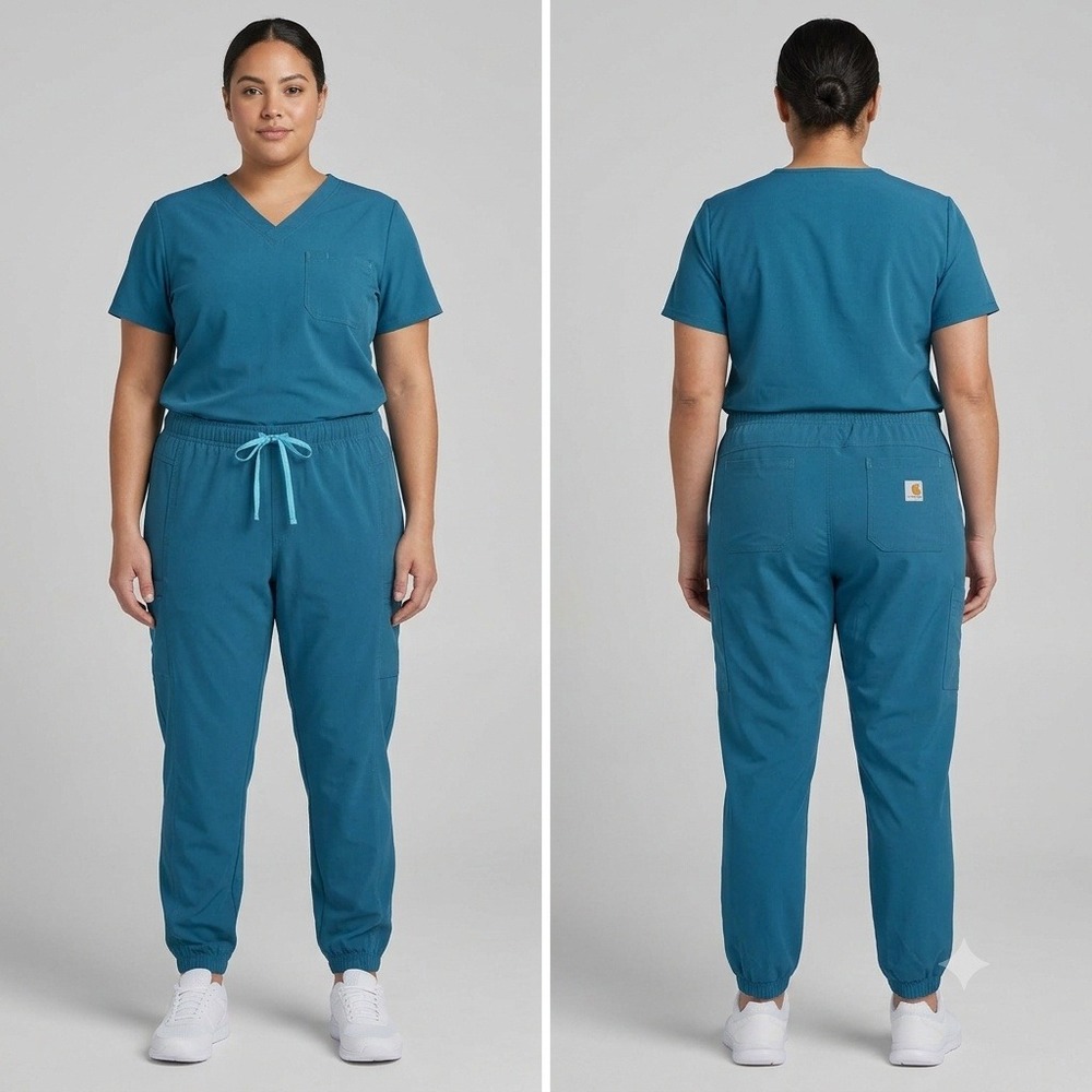Carhartt Scrub Pants Women 2XL Teal Blue Force Cargo Jogger C52610